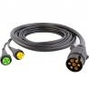 Kabelset 7-pol, 7m für Anhängerbeleuchtung mit 5-pol Bajonettstecker