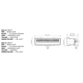 LED Rückleuchte Strands Siberia mit Warnblitzer, 214x77, 10-32V