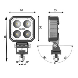 LED Arbeitsscheiwerfer blau 90x90, 12-24V