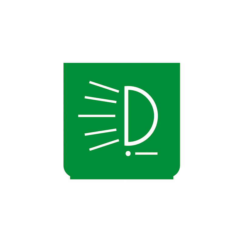 Symbol Hauptlicht grün, für Kippschalter