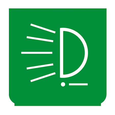 Symbol Hauptlicht grün, für Kippschalter