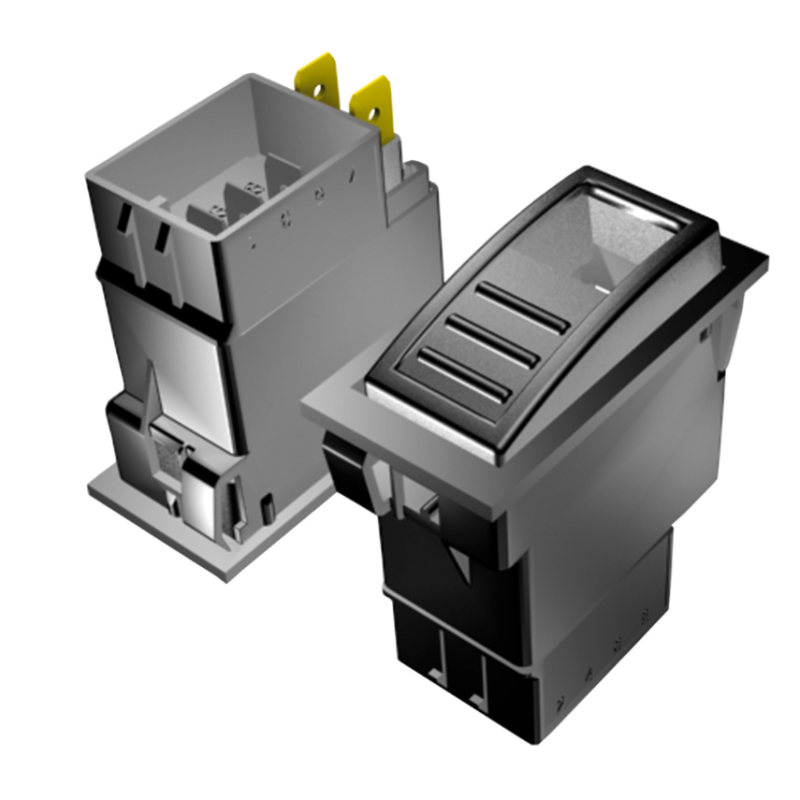 Schalter ohne Symboleinsatz,44x22,0-1-2/Bel. 12V (A)