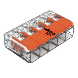 Wago Klemme mit Hebeln, 5 Leiter, max. 6 mm²