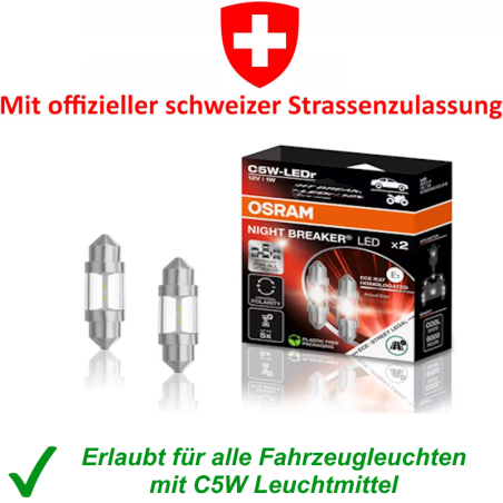 LED Soffitte Set (2Stk.) OSRAM Night Breaker LED C5W ECE, 36mm, 12V