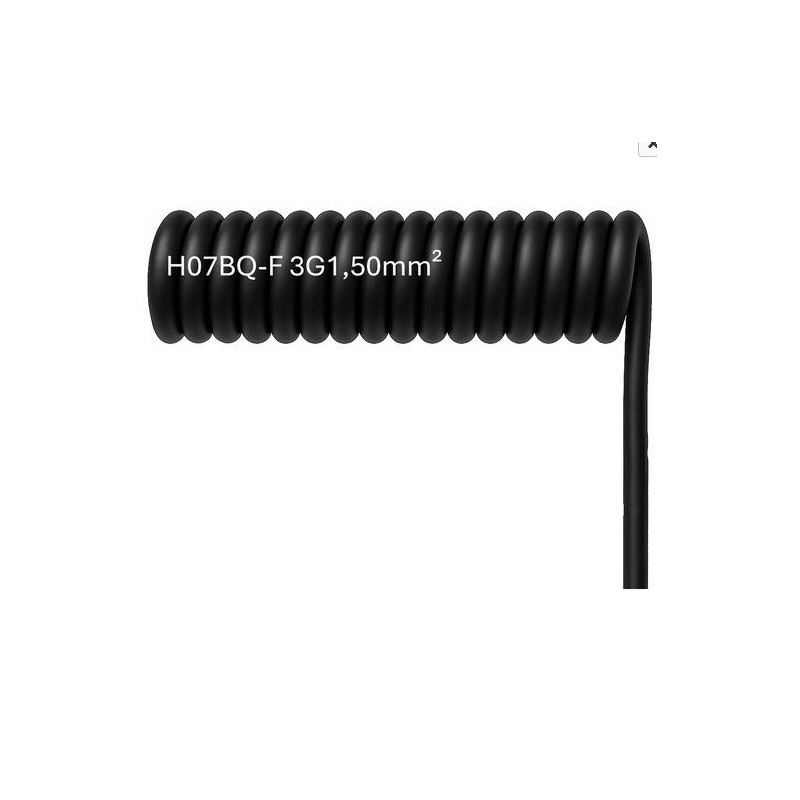 Spiralkabel PUR 3x1.5mm²  schwarz