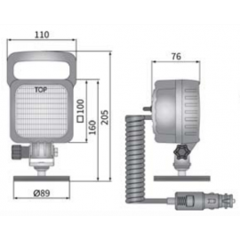 LED Arbeitsscheinwerfer WESEM 100x100x76, 2000 Lumen, 12-24V, mit Griff und Schalter