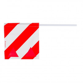Fahne für Überbreite rot/weiss, 40x40cm, mit Reflexeinsätzen, für waagrechte Montage