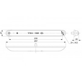 LED Stab Rückleuchte klarglas, 12-24V, 257x27x20