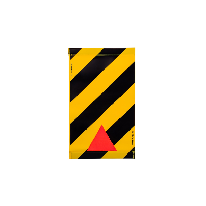 Warnsignal für Hebebühne 47x28, schwarz-gelb, mit Reflexecke