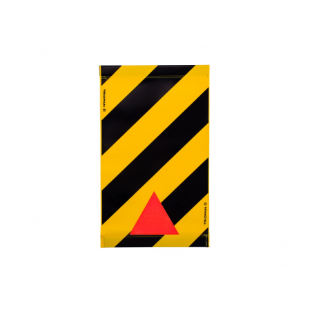 Warnsignal für Hebebühne 47x28, schwarz-gelb, mit Reflexecke