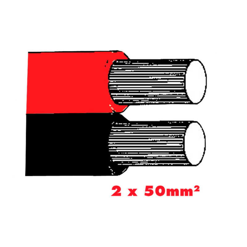 Twinflex 2x50mm2 Batteriekabel rot/sz.
