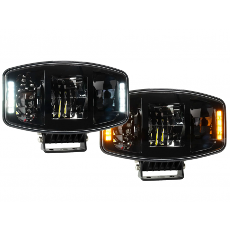LED Fernscheinwerfer 100W oval mit weissem und orangem Positionslicht, 247x176, 12-24V