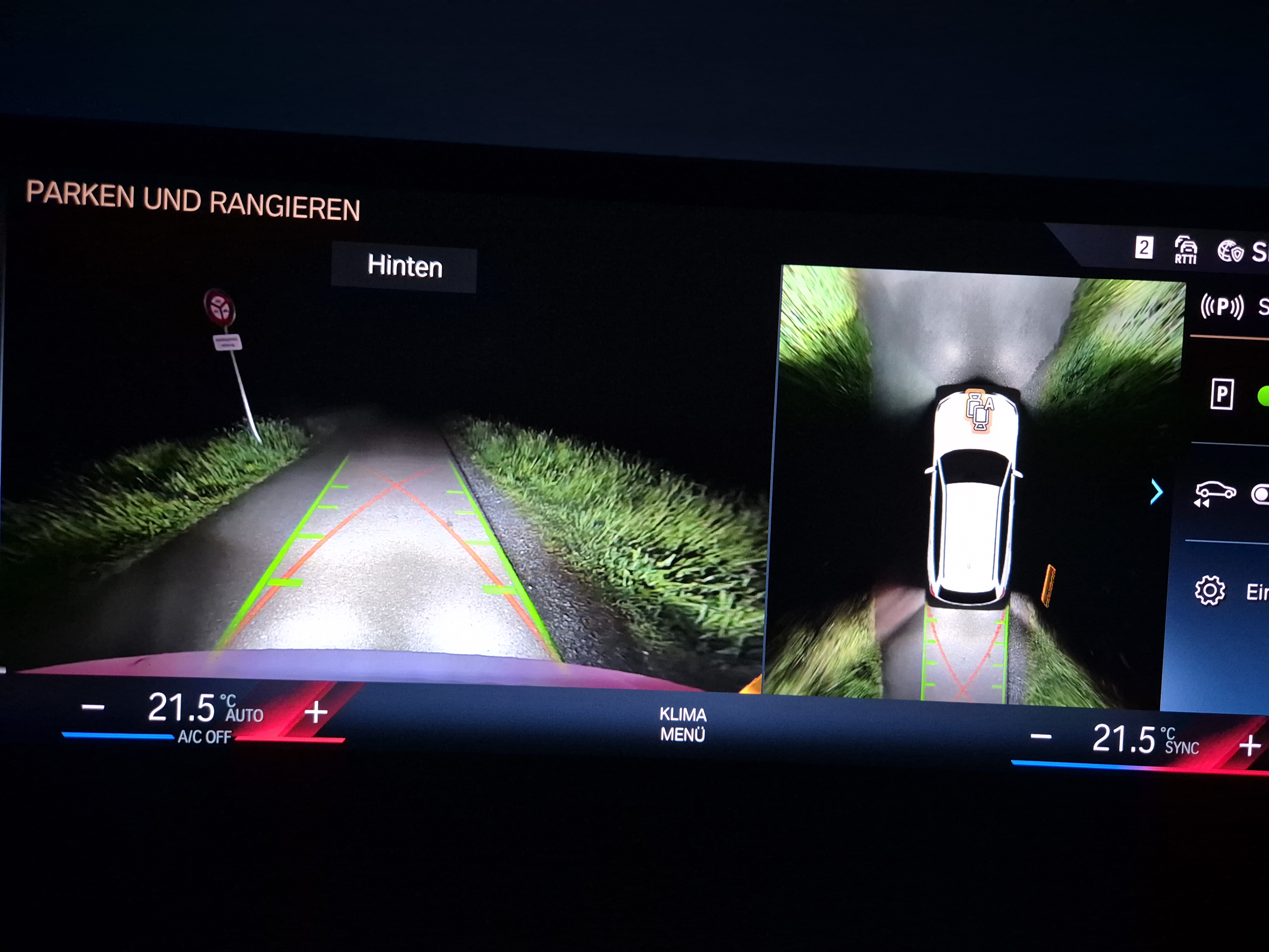 Sicht mit LED Rückfahrscheinwerfer in der Kamera